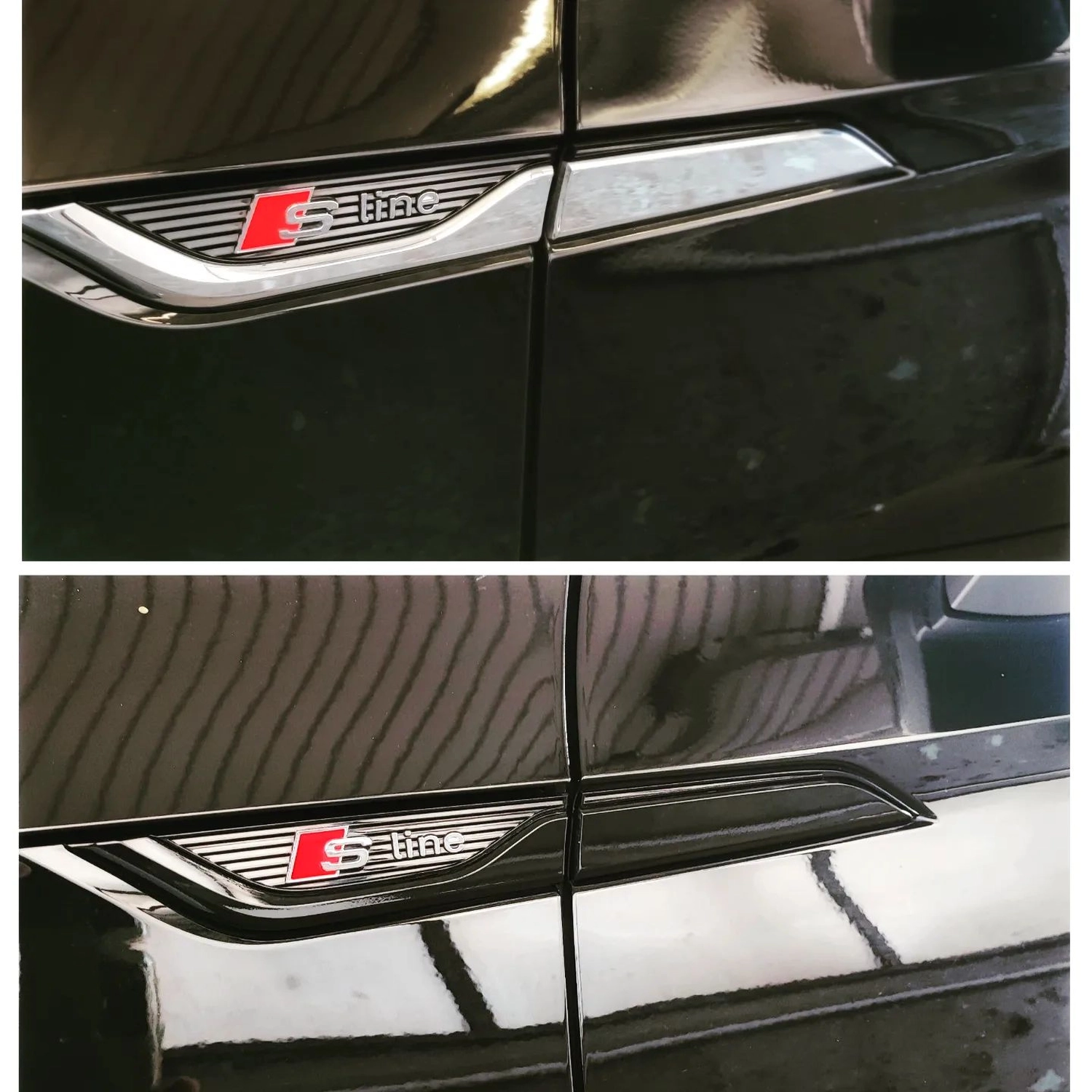 Audi A5 Chrome Delete S Line Emblem am Kotflügel von Wrap Society Foliendesign